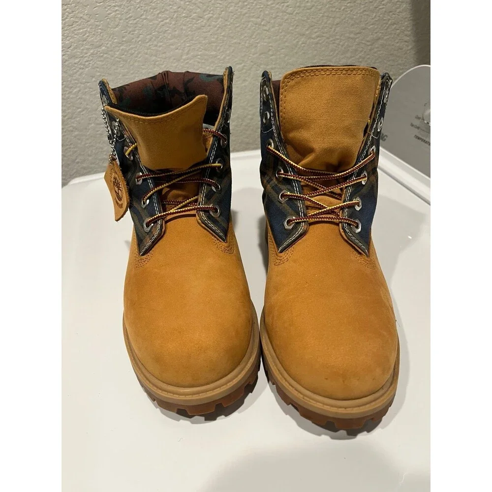 Timberland 6-Inch Premium Waterproof Boots – Boys 6.5Y/ Women’s 8 – Wheat Plaid